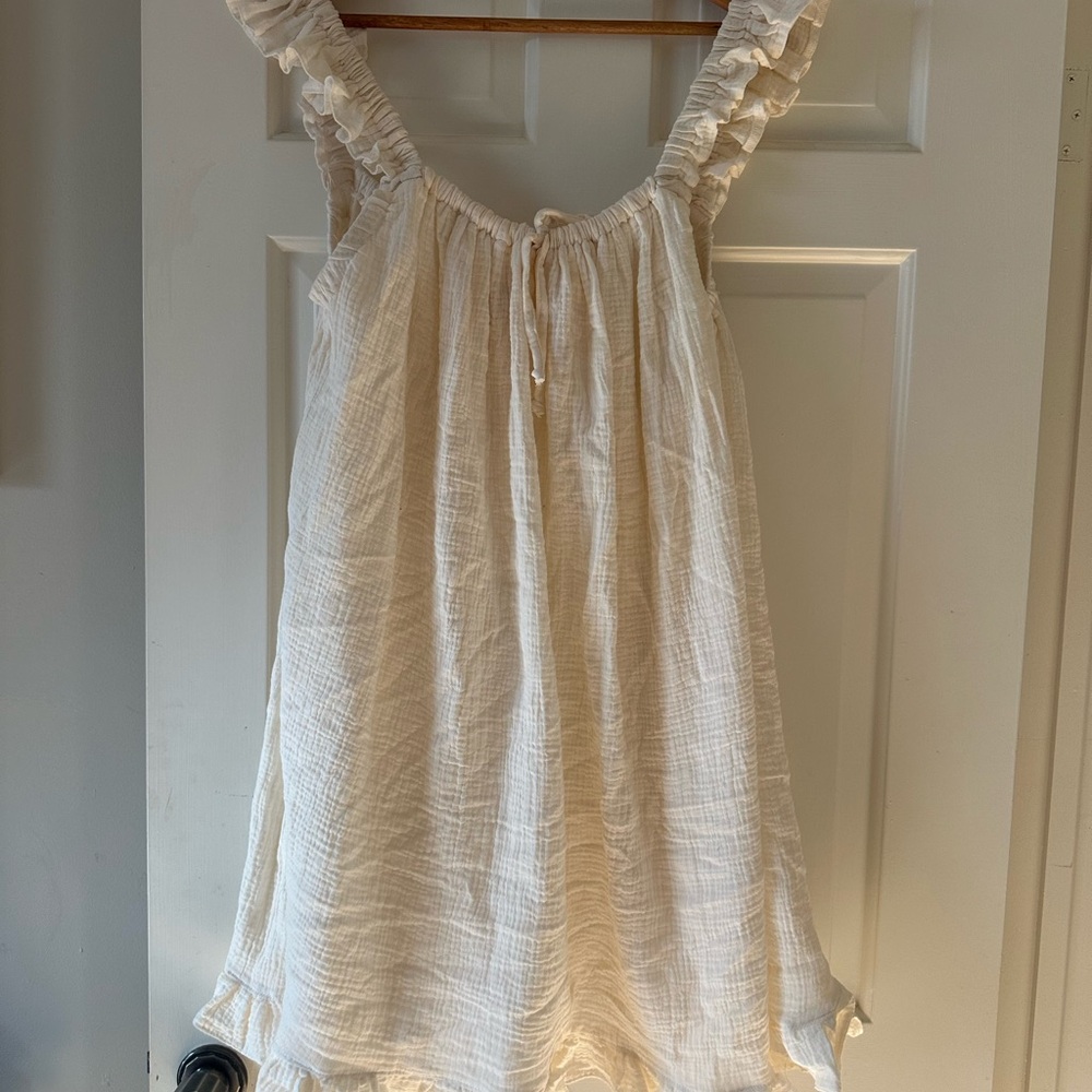 Ruffled Cream Sleeveless Dress